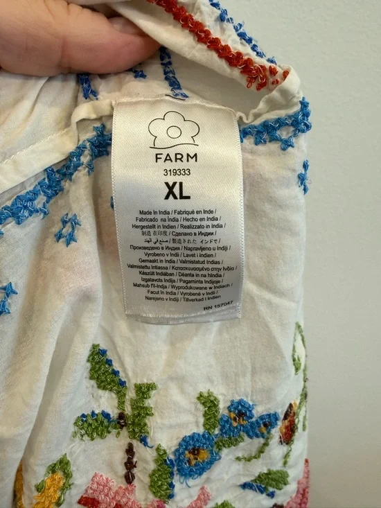 Farm Rio Embroidered Pineapple & Floral Short-Sleeve Shirt XL Tropical Vacation - Picture 13 of 14